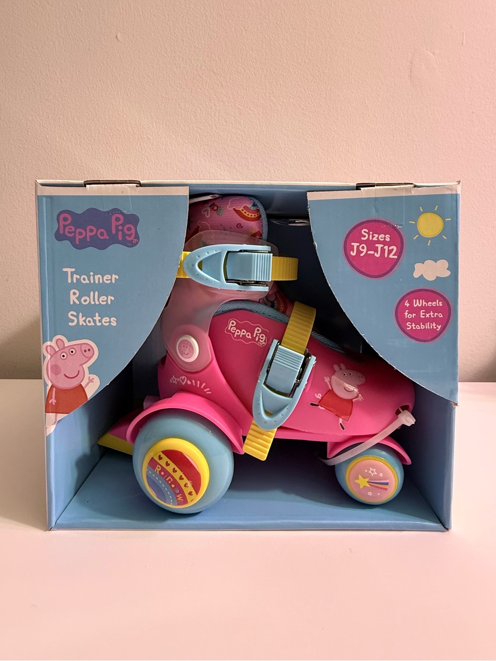 New Peppa Pig Trainer Roller Skates Adjustable Sizes J9-J12 Kids Quad Skates